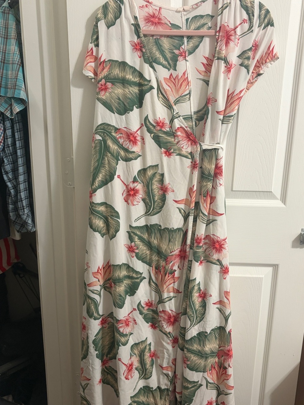 Roxy White Tropical Floral Wrap Dress